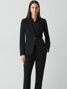 Theory Black Litrella Admiral Crepe Suit Set Size 6